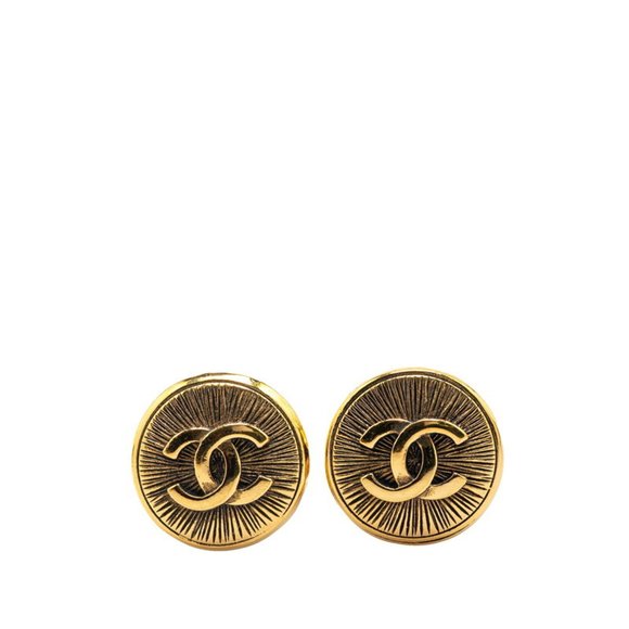 CHANEL Gold Logo Earrings - Picture 1 of 3